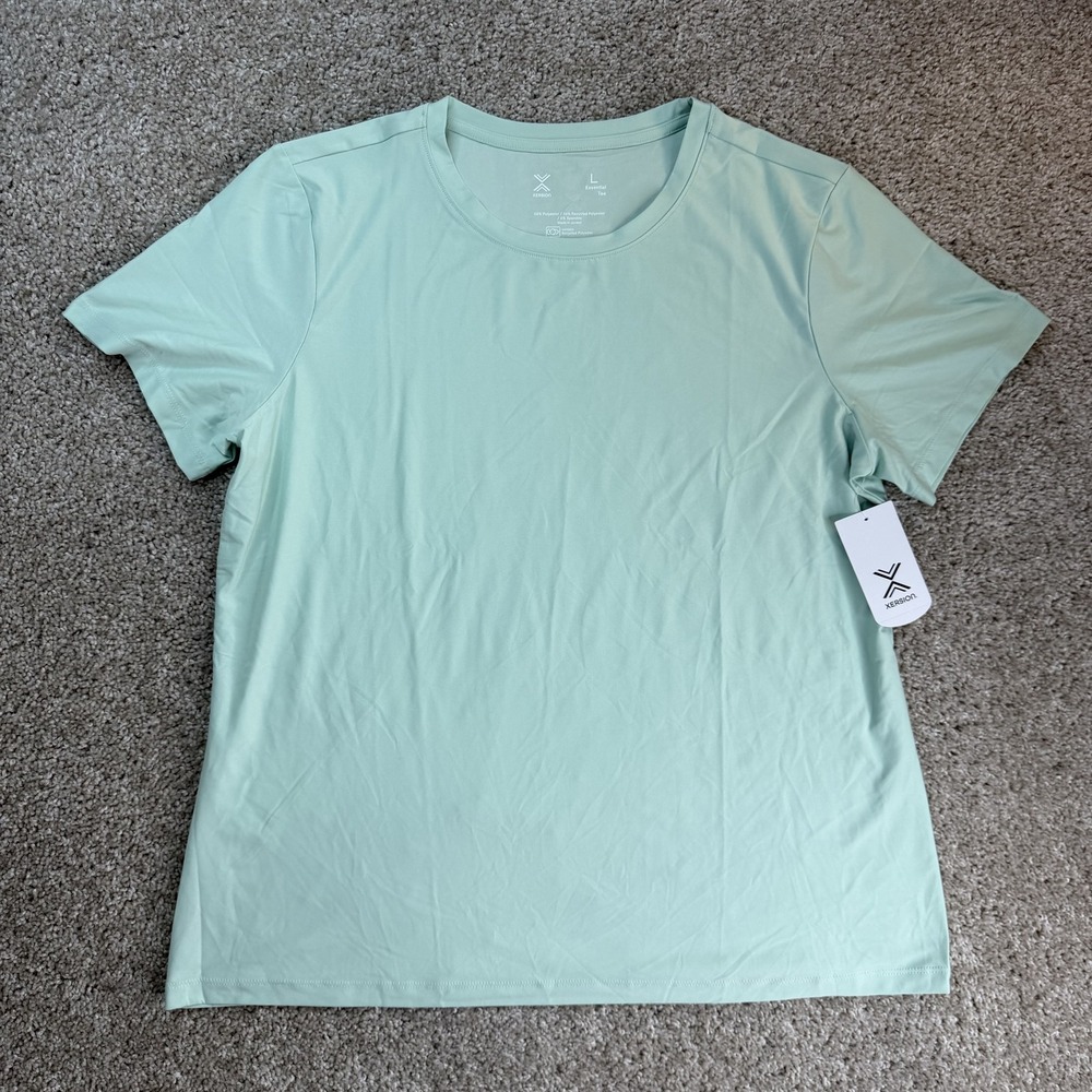 Xersion Shirt Mens Large Green Quick-Dri Essential Tee Short Sleeve Athletic Top